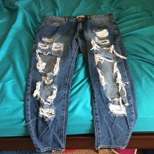 Distressed boyfriend for forever 21 jeans